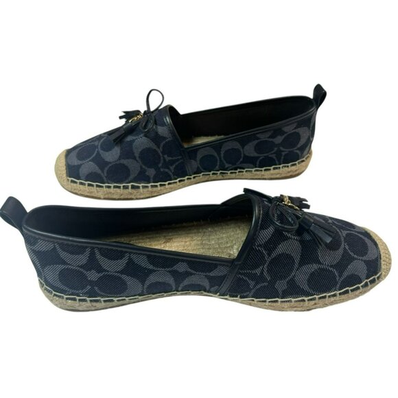 COACH Denim Carson Signature Espadrille Blue Flats Size 9.5 NIB - Picture 3 of 8